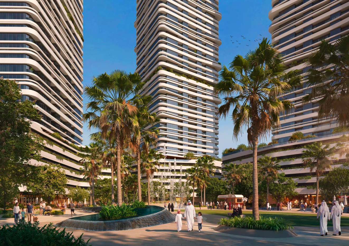 Linar landscaped ground plaza
